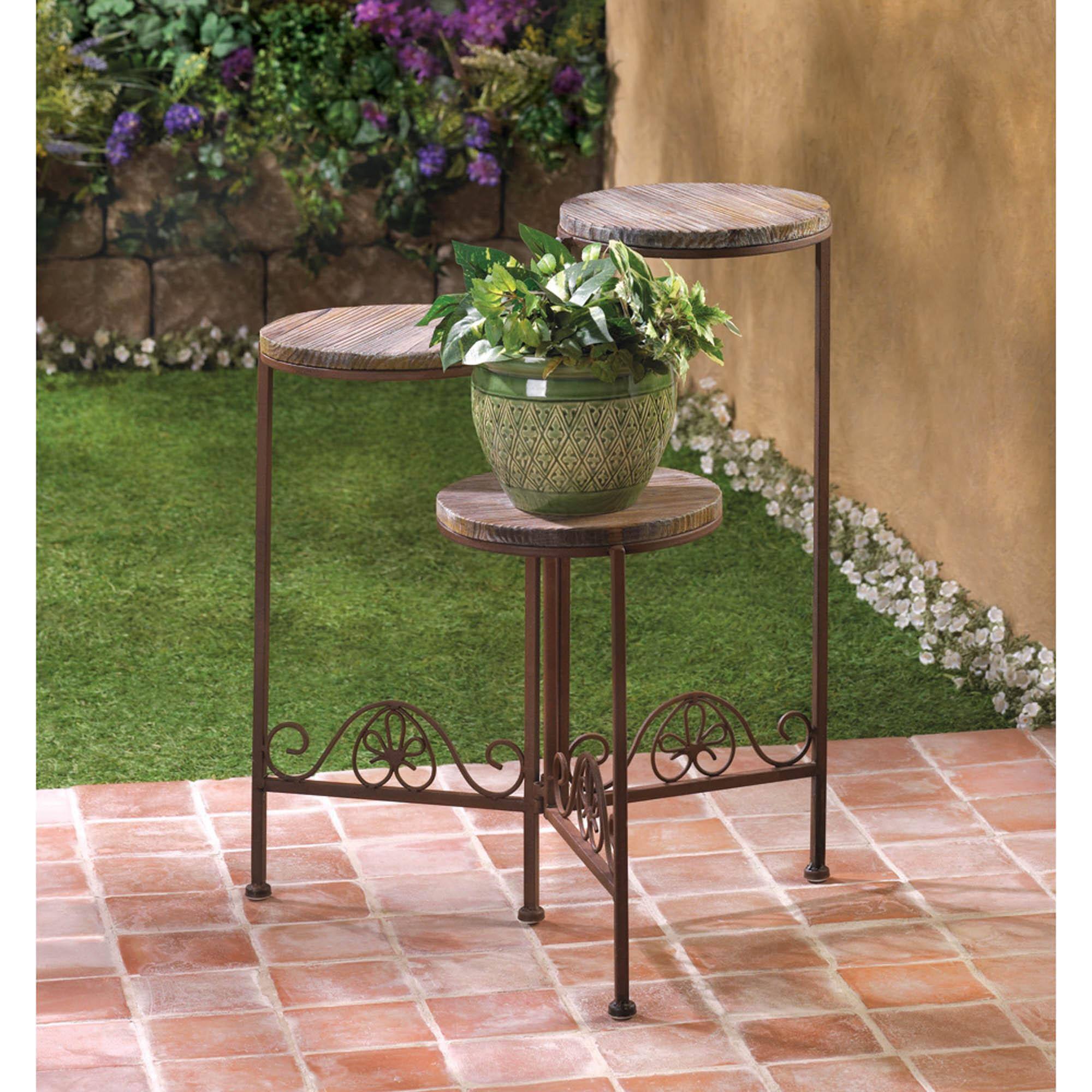 23" Rustic Triple Planter Stand